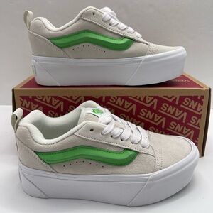 Vans Women's Cream and Lime Platform Sneakers